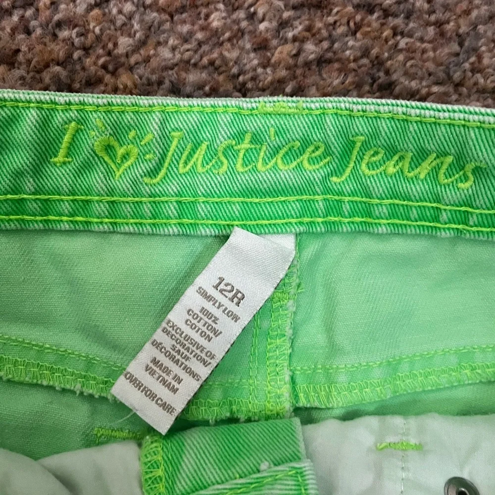 ⭐️EUC - Justice - Neon Green Denim Jean Shorts Girls Size 12R